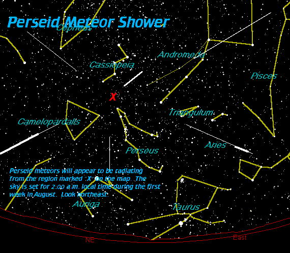 Perseid Meteor Map