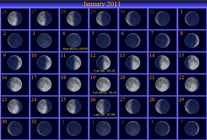 lunar calendar for 2011 with