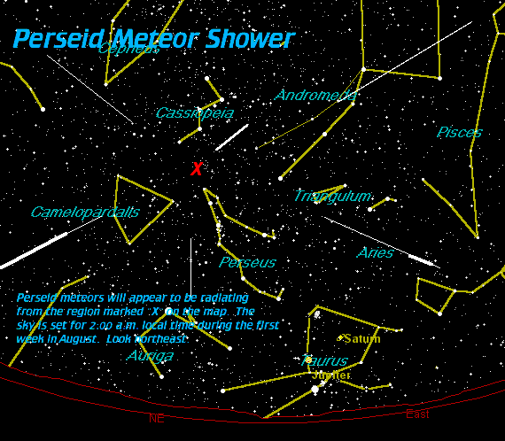 Perseid Meteor Map
