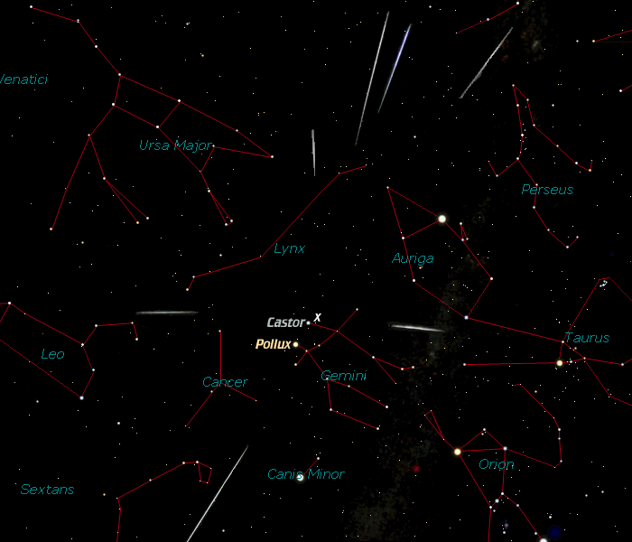 [Geminid Meteor Shower Radiant 2 a.m.]