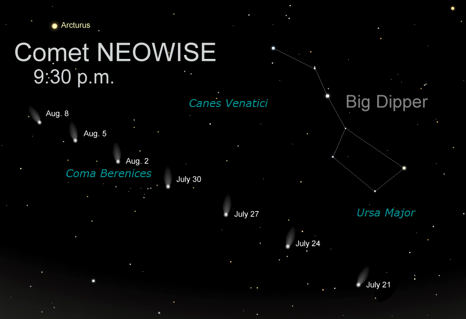 [Comet NEOWISE locater map]