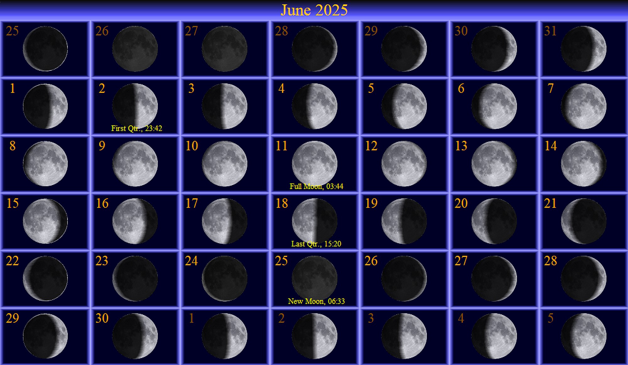 [June Moon Phase Calendar]