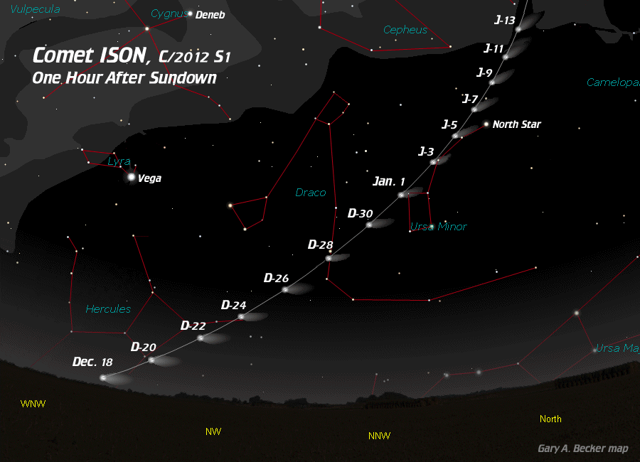 [Comet ISON in the evening]