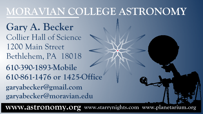 [MORAVIAN UNIVERSITY BUSINESS CARD]