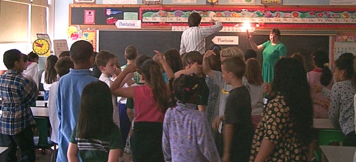 [Earth rotates counterclockwise]